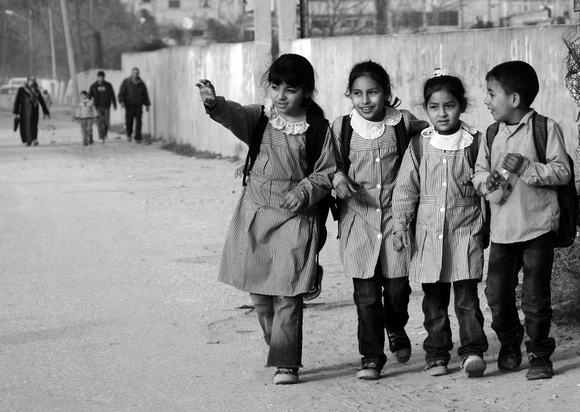 "School's Out:" (2011).  Young students coming home from school in Jabalia, Gaza City.