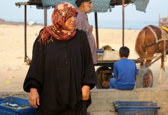 "Hard Day's Work" (2015):  One of the few women selling fish at Gaza City Port.