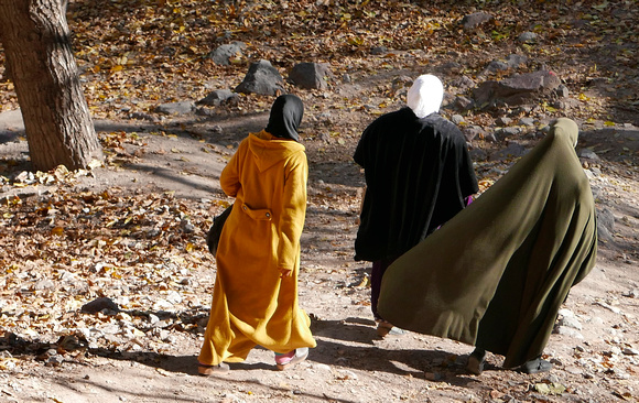 "Walking to Imlil" (2016).  Trekking is now popular with Moroccans.